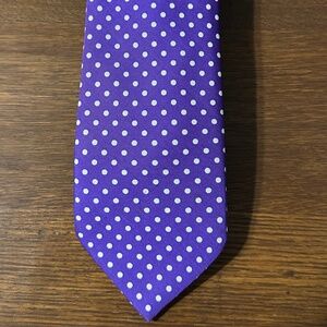 AUTHENTIC DOLCEPUNTA 100% SILK NECKTIE PURPLE w/WHITE POLKA DOTS